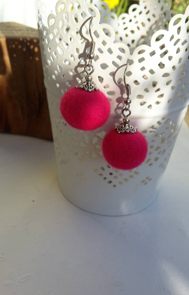 Filzohrringe Rosa Pink, Neonfarben von WildFilz