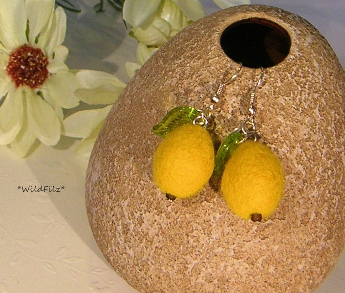 Filzohrringe Zitronen Filz von WildFilz