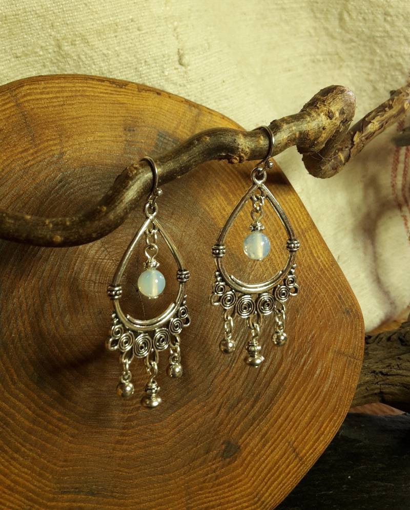 Ohrringe, Kelten, Wikinger, Nordic, Silber, Opal, Edelstahlhaken von WildFilz