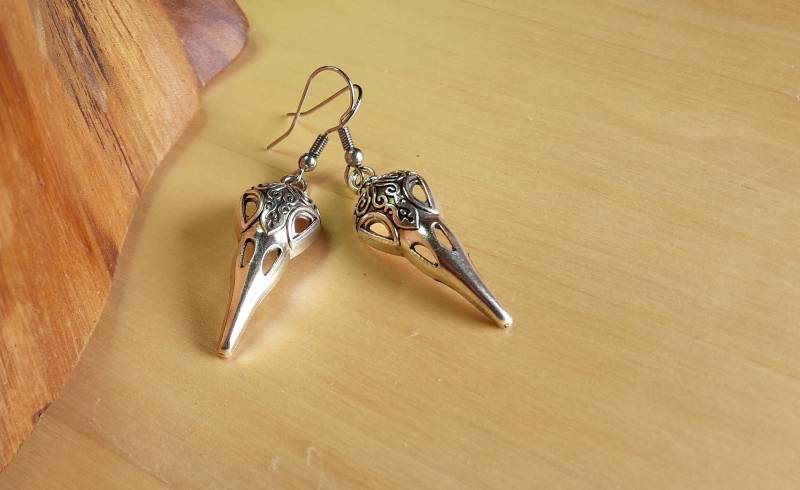 Ohrringe Rabenschädel, Wikinger, Kelten, Nordic, Edelstahlhaken von WildFilz