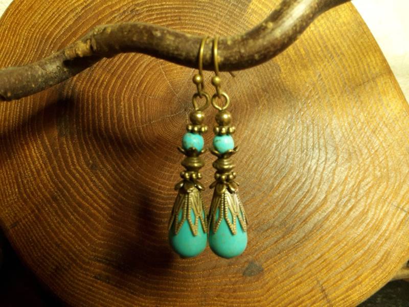 Ohrringe Vintage Ethno Türkisfarben von WildFilz
