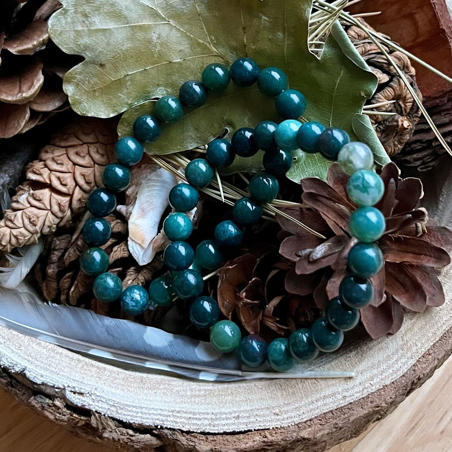 Moosachat Armband, Kristallarmband, Stretch Armband Moosachat Armband, Kristallarmband, Stretch Armband von WildForestCandles