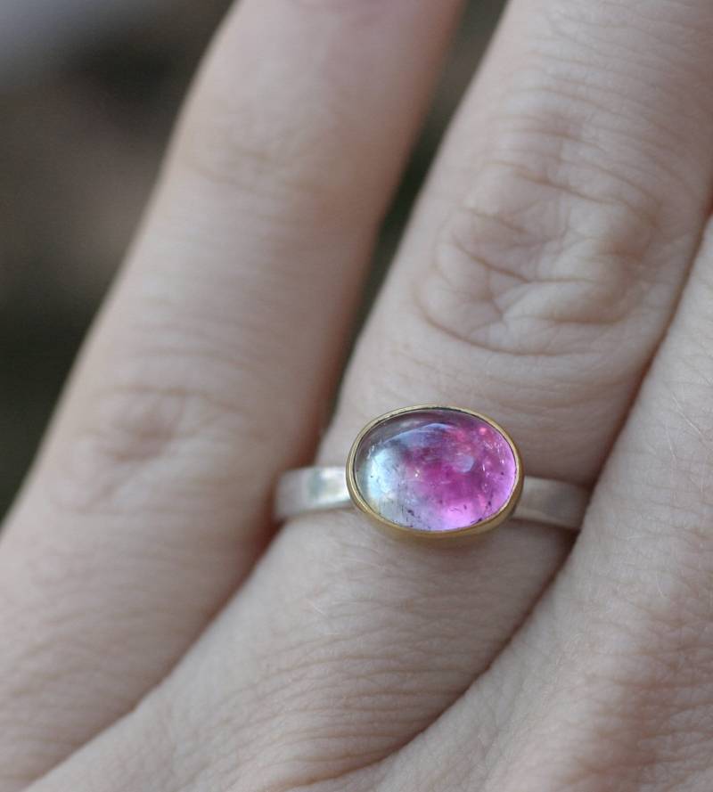 Bi-Color Turmalin Ring in 22Kt Gold Und Silber Bi-Color Turmalin Ring in 22Kt Gold Und Silber von WildGemsJewelry