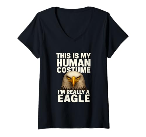 Damen Funny This is My Human Costume Animal Lover Shirt Adler T-Shirt mit V-Ausschnitt Damen Funny This is My Human Costume Animal Lover Shirt Adler T-Shirt mit V-Ausschnitt von WildHumor Apparel – Lustige Tier Designs
