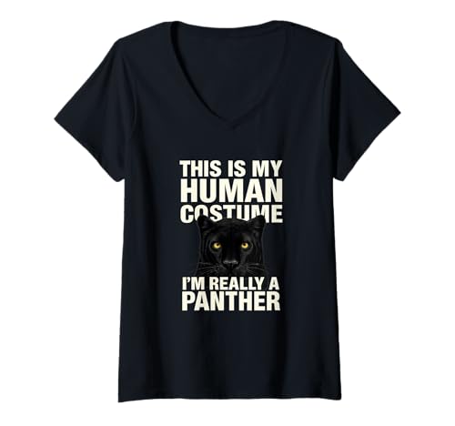 Damen Funny This is My Human Costume Animal Lover Shirt Pander T-Shirt mit V-Ausschnitt Damen Funny This is My Human Costume Animal Lover Shirt Pander T-Shirt mit V-Ausschnitt von WildHumor Apparel – Lustige Tier Designs