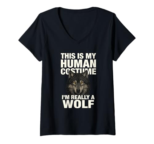 Damen Funny This is My Human Costume Animal Lover Shirt T-Shirt mit V-Ausschnitt Damen Funny This is My Human Costume Animal Lover Shirt T-Shirt mit V-Ausschnitt von WildHumor Apparel – Lustige Tier Designs