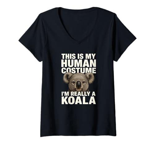 Damen Funny This is My Human Costume Animal Lover Shirt T-Shirt mit V-Ausschnitt Damen Funny This is My Human Costume Animal Lover Shirt T-Shirt mit V-Ausschnitt von WildHumor Apparel – Lustige Tier Designs