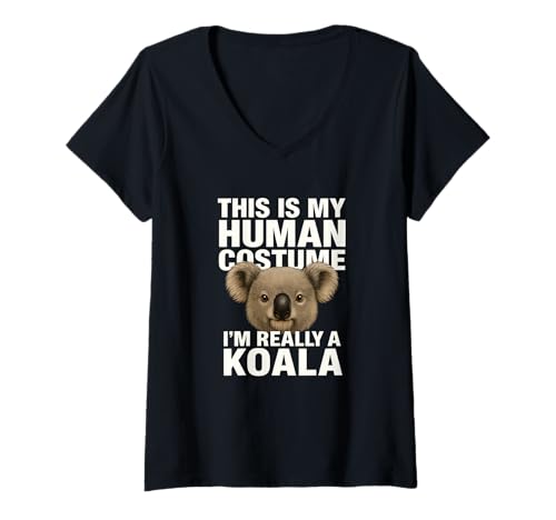 Damen Funny This is My Human Costume Koala Animal Lover Shirt T-Shirt mit V-Ausschnitt Damen Funny This is My Human Costume Koala Animal Lover Shirt T-Shirt mit V-Ausschnitt von WildHumor Apparel – Lustige Tier Designs