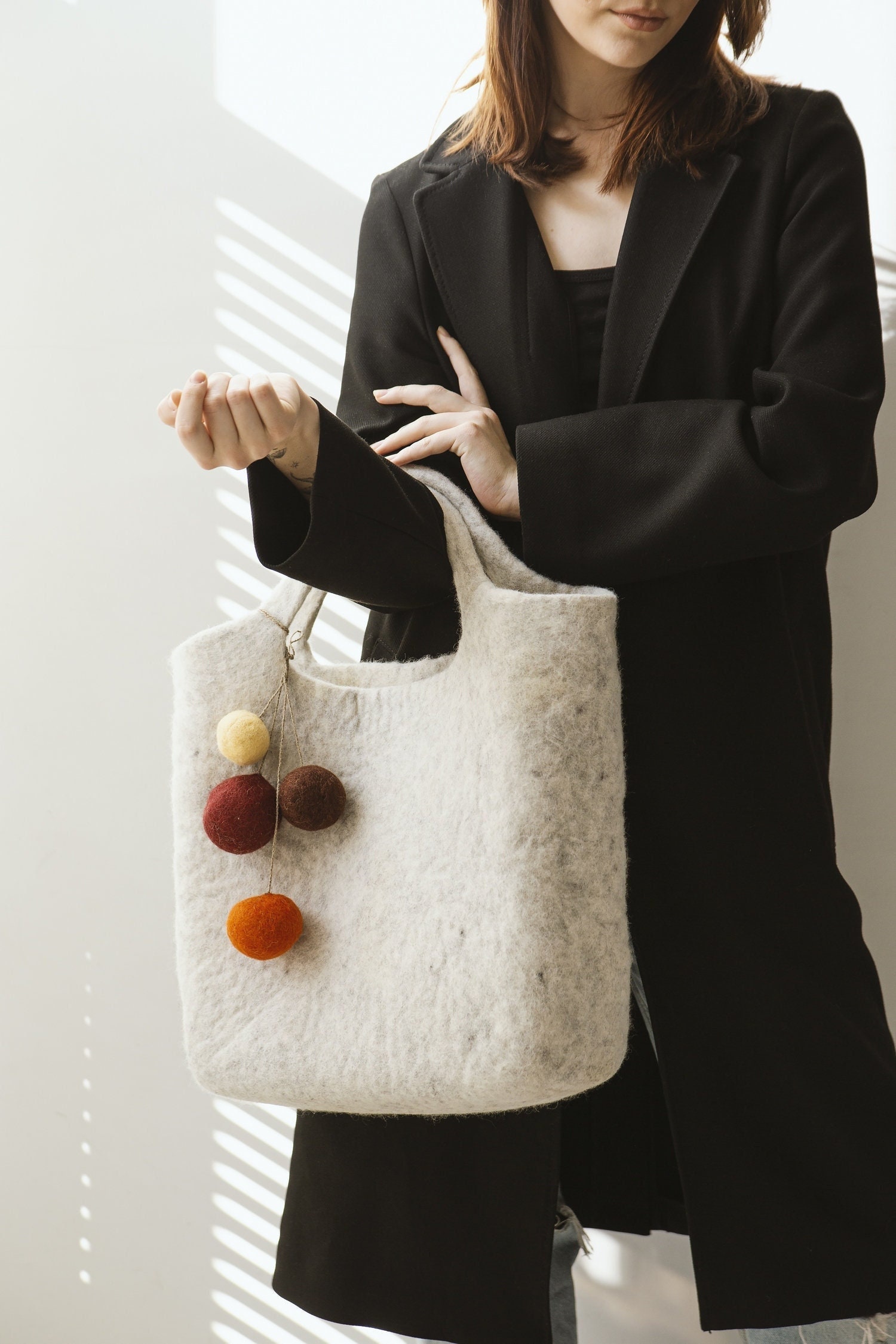 Naturfilz Damenhandtasche/Filz-Einkaufstasche Naturfilz Damenhandtasche/Filz-Einkaufstasche von WildLlama