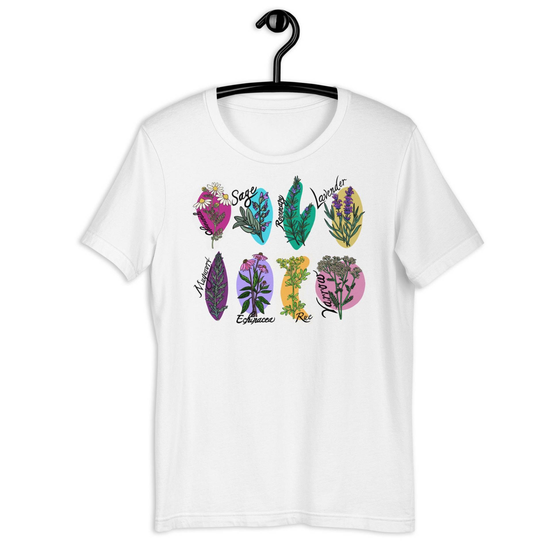 Retro Kräuter Illustration T-Shirt Super Weich Bella Leinwand Original Kräuterkunde Kunst von WildMeadowHome