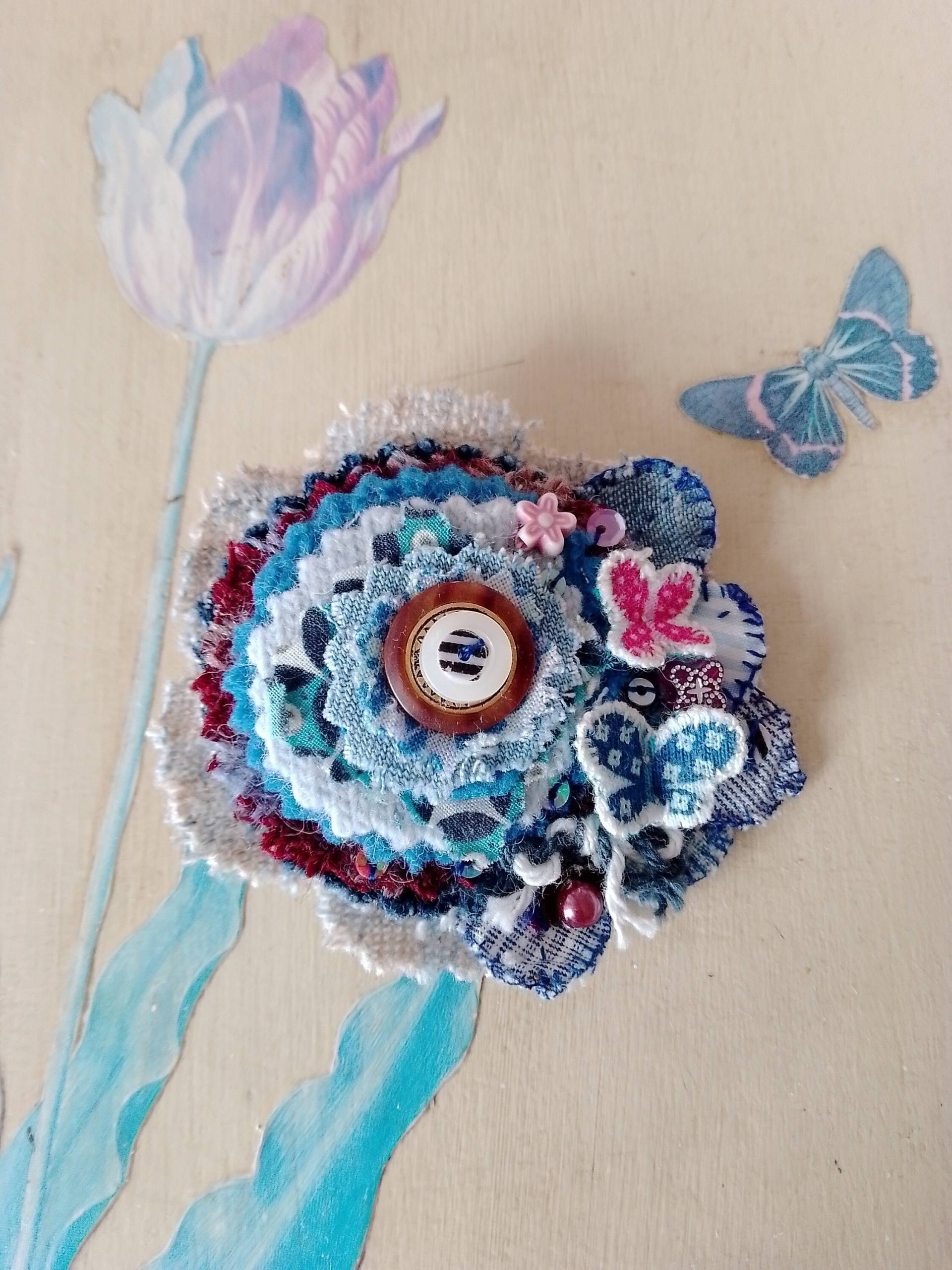 stoffblume, Anstecker/Brosche stoffblume, Anstecker/Brosche von WildRosaDesigns