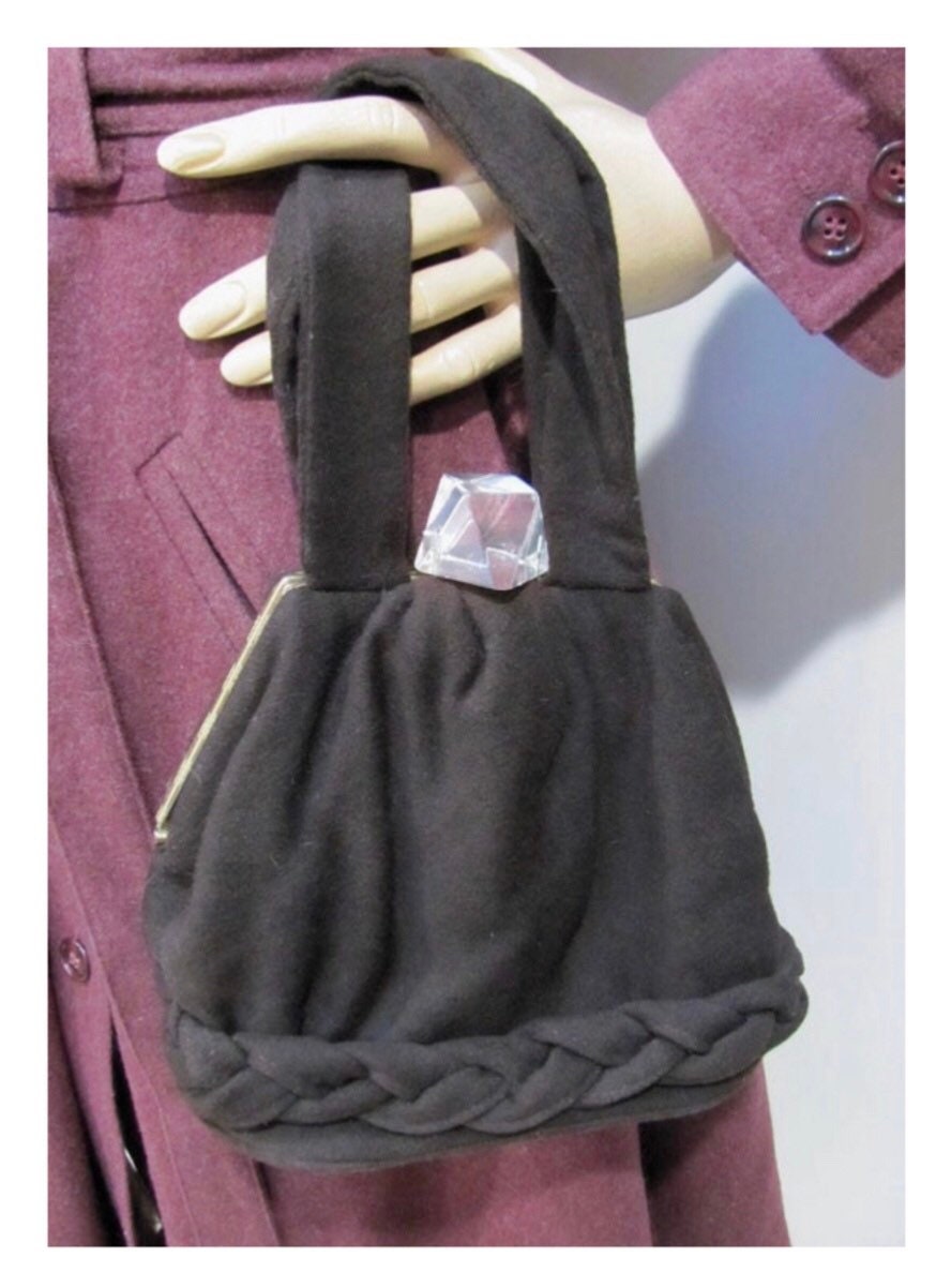 Vtg 1940 Swing Geraffte Geldbörse W/Lucite Verschluss & Braid Detail von WildRoseVintageDtcom