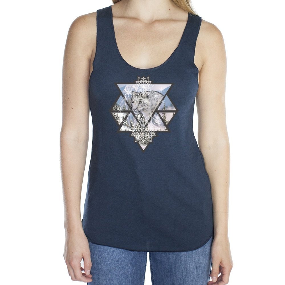 Bio-Bambus Damen Tank-Top Snow Leopard von WildSpiritApparel