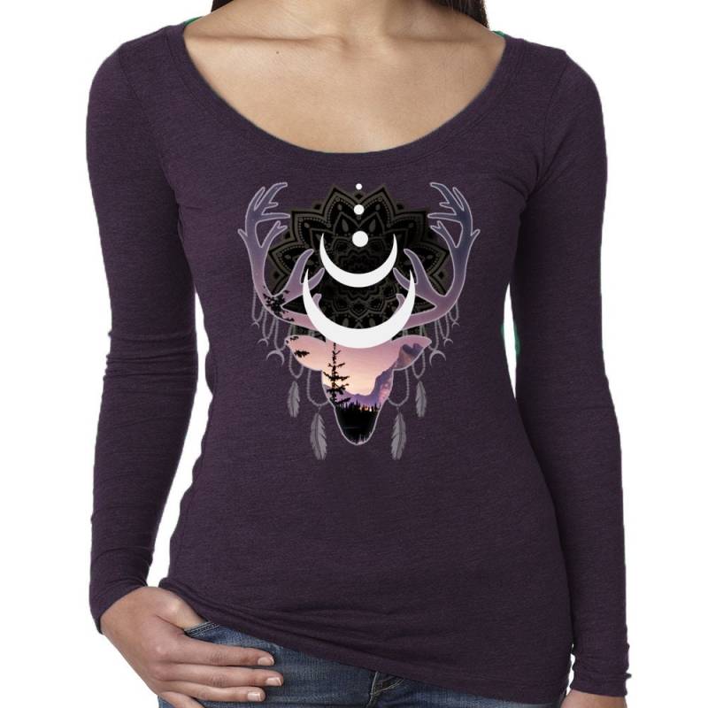 Damen Langarm Hirsch Geist von WildSpiritApparel