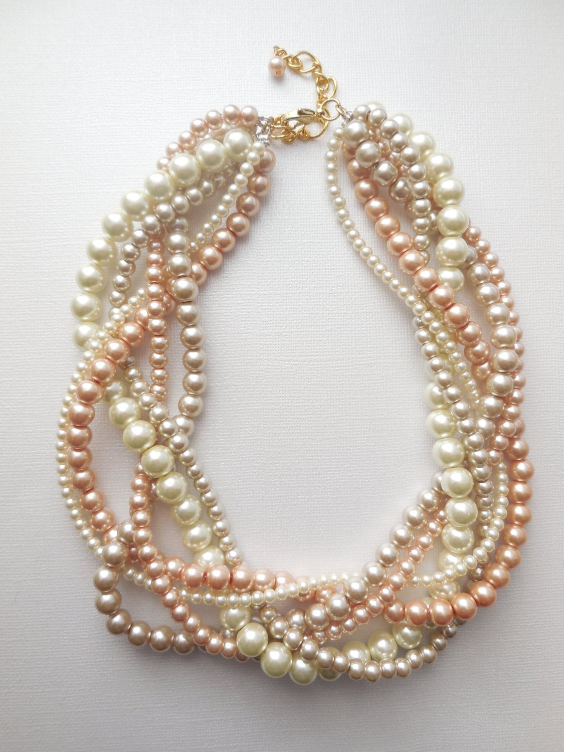 Brautjungfer Perlenketten Gold Champagner Und Elfenbein Geflochtene Twisted Chunky Statement Perlenhalskette Braut Brautjungfer Perlenketten Gold Champagner Und Elfenbein Geflochtene Twisted Chunky Statement Perlenhalskette Braut von WildStoneJewels