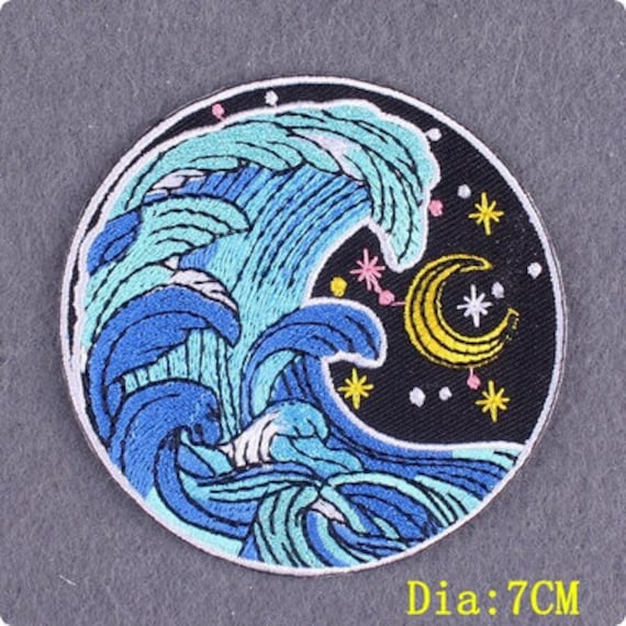 sterne Mond Wellen Bügelbild, Patch, Flicken von WildUnknownXStitch