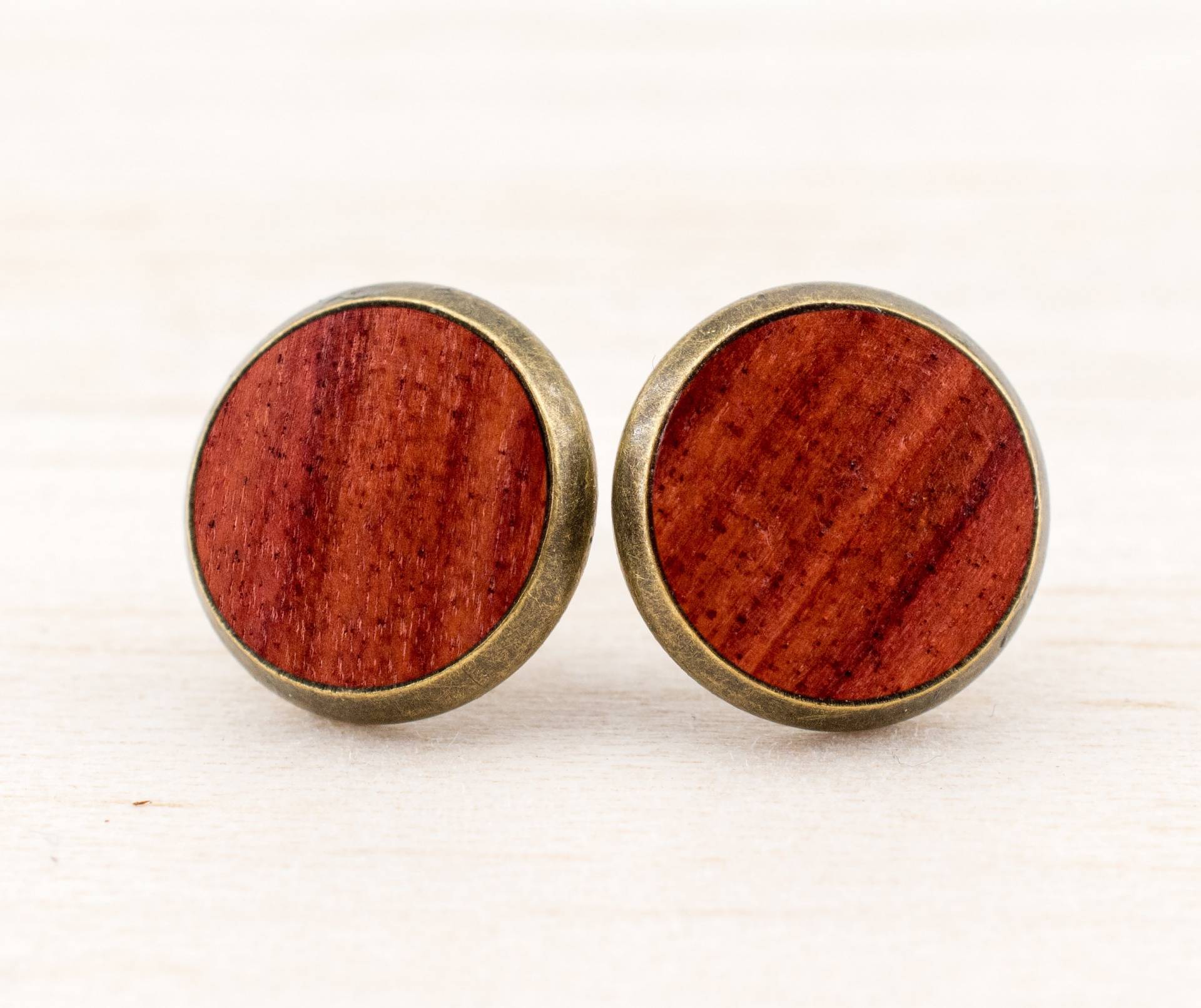 Holz Ohrstecker Cabochon Ohrringe Bronze, Holz, Geschenk Für Sie, Geschenke Frauen Freundin Geeignet Männer von WildWoodManufaktur