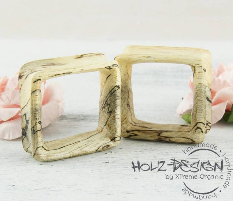 3-30mm Paar Pair Holz Flesh Tunnel Viereck Square Plug Handgefertigt Ohr Plugs Gauge Piercing Handmade von WildWoodManufaktur