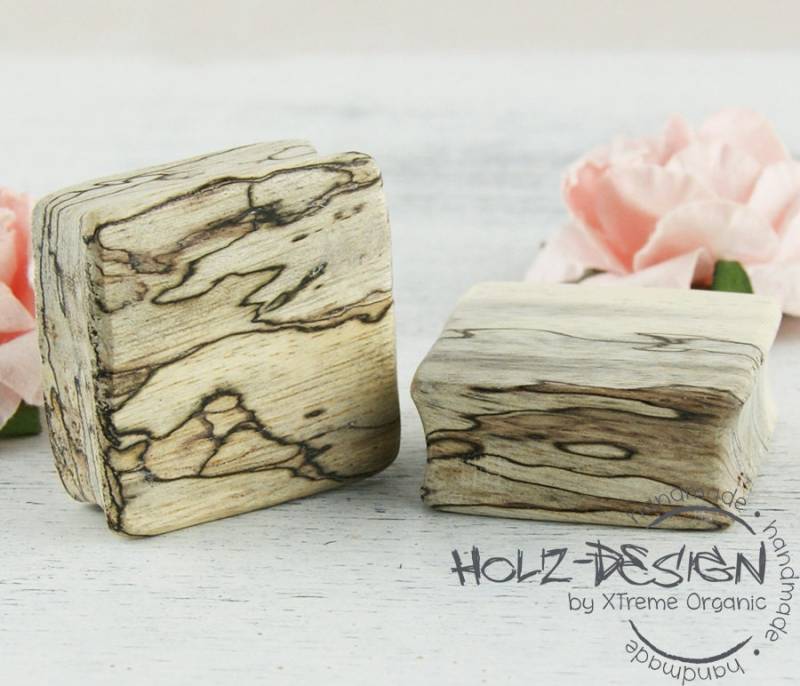 3-30mm Paar Pair Holz Flesh Tunnel Viereck Square Plug Handgefertigt Ohr Plugs Gauge Piercing Handmade von WildWoodManufaktur