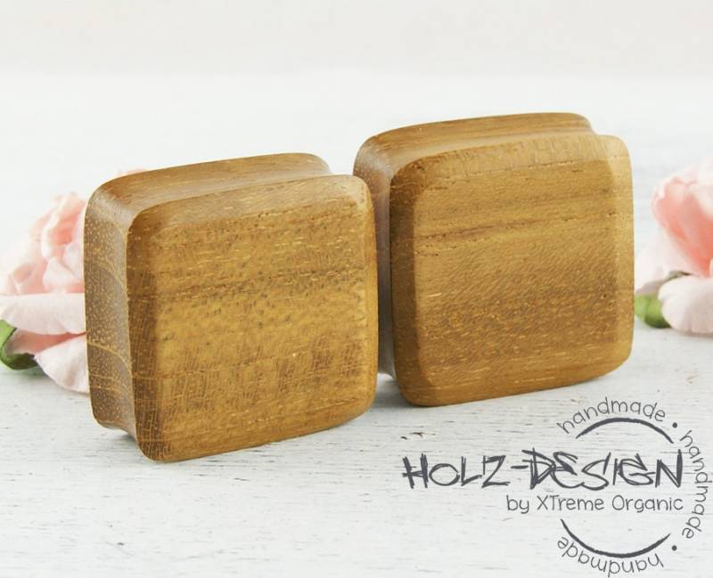 3-30mm Paar Pair Holz Flesh Tunnel Viereck Square Plug Handgefertigt Ohr Plugs Gauge Piercing Handmade von WildWoodManufaktur