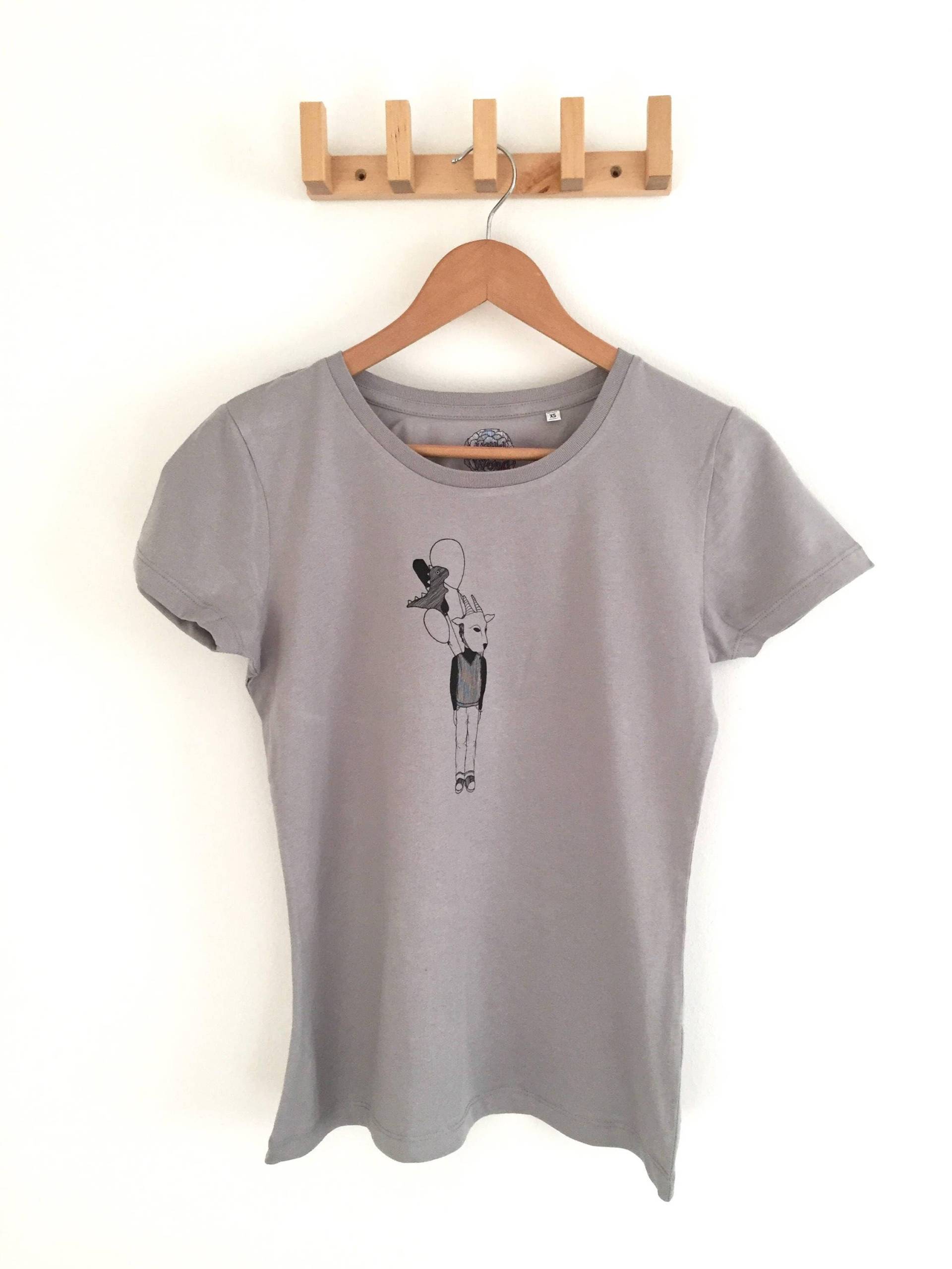 Damen T Shirt, Damenmode, Shirt Druck, Siebdruck, Kunstdruck Geschenke Für Sie, Grau von WildWoodPenandInk