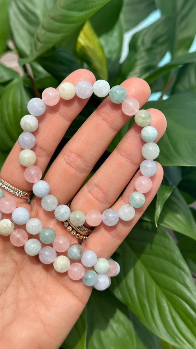 Beryll-Aquamarin-Morganit-Armband Kristall-Edelstein-Schmuck 8 Mm von WildandFreePeople