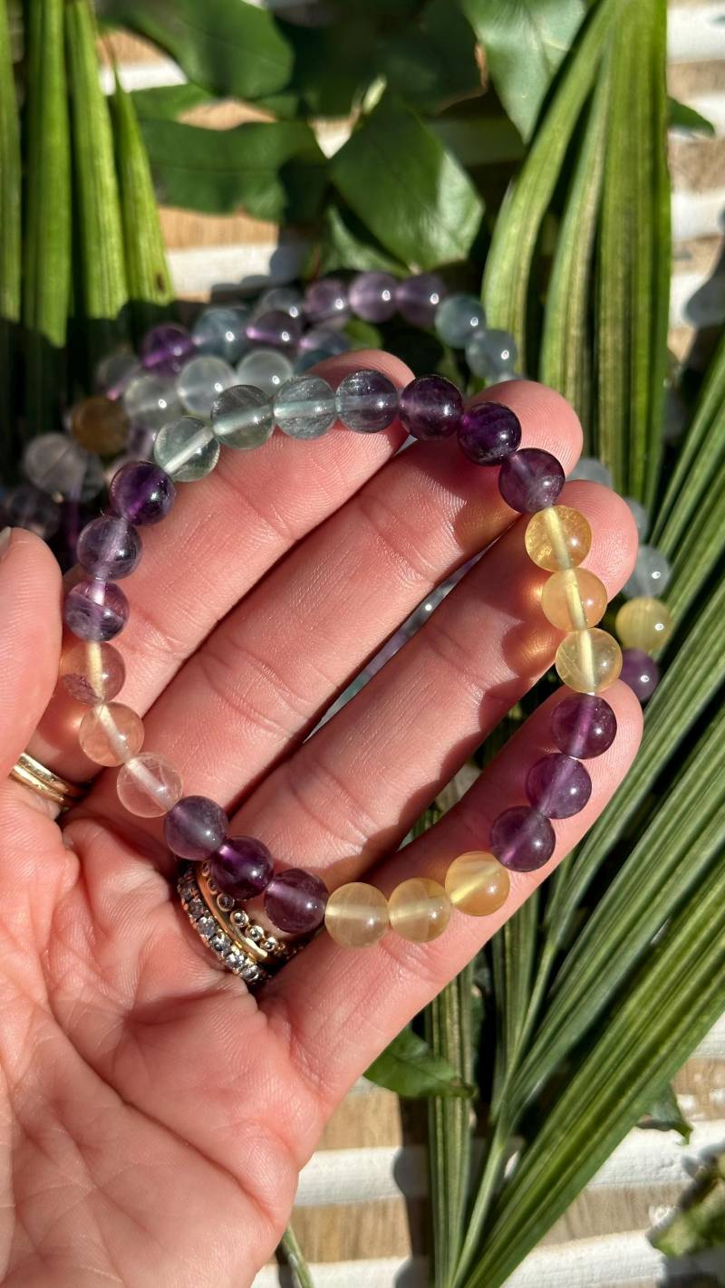 Regenbogen Fluorit Kristall Armband 8 Mm Edelstein Schmuck Regenbogen Fluorit Kristall Armband 8 Mm Edelstein Schmuck von WildandFreePeople