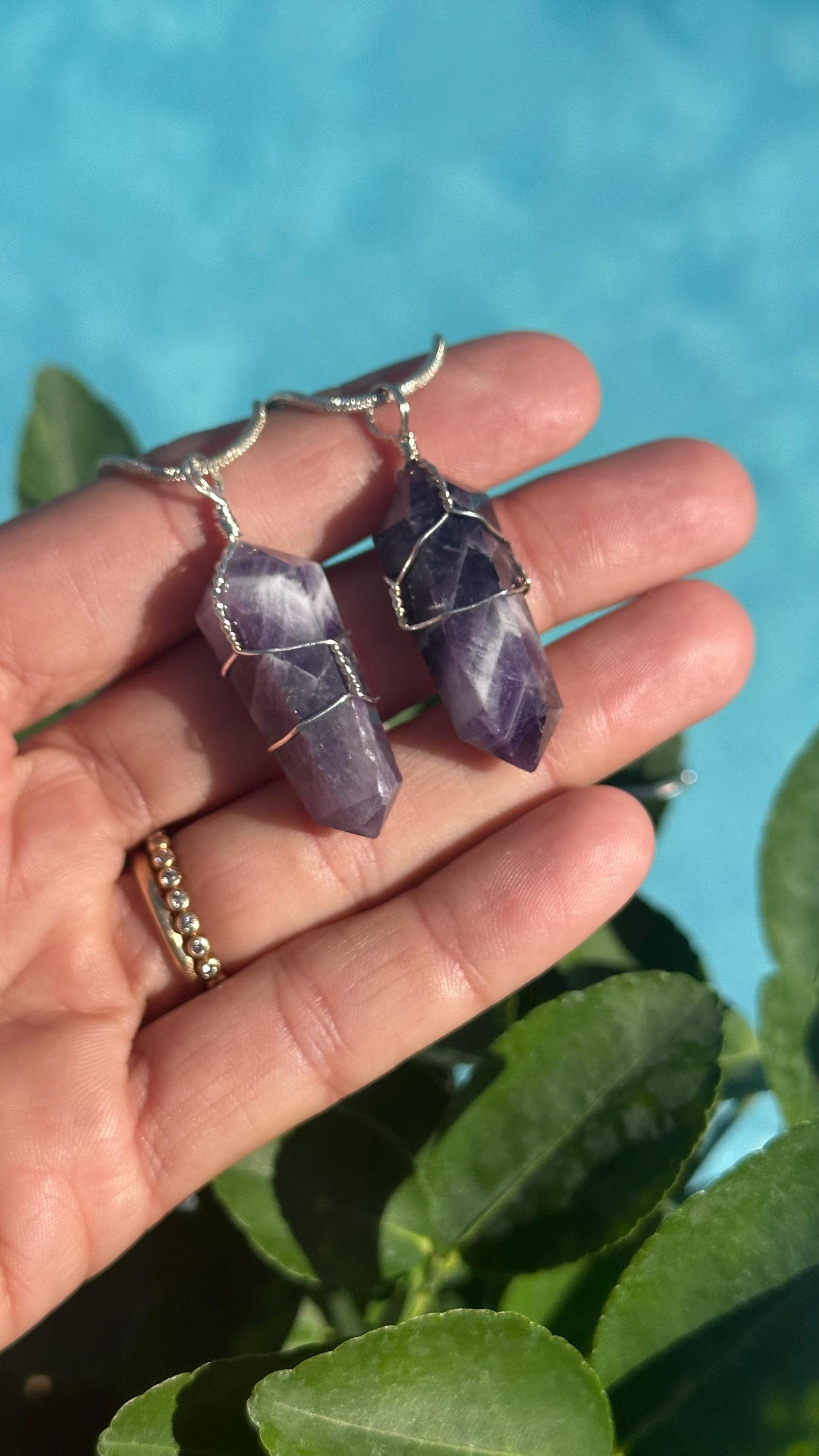 Draht Gewickelt Amethyst Crystal Point Halskette von WildandFreePeople