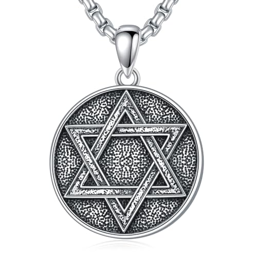 Wildari Davidstern Halskette 925 Sterling Silber Jüdischer Stern Anhänger für Männer Frauen mit Edelstahlkette, Sterling Silber, Kein Edelstein Wildari Davidstern Halskette 925 Sterling Silber Jüdischer Stern Anhänger für Männer Frauen mit Edelstahlkette, Sterling Silber, Kein Edelstein von Wildari