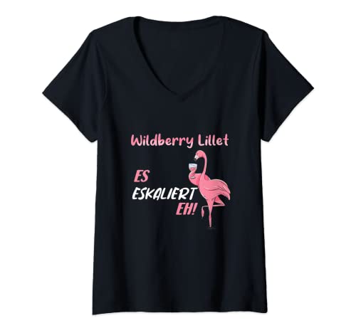 Damen Lieblingscocktail Wild Berry Lillet Es Eskaliert Wildberry T-Shirt mit V-Ausschnitt Damen Lieblingscocktail Wild Berry Lillet Es Eskaliert Wildberry T-Shirt mit V-Ausschnitt von Wildberry Cocktail Lillet Pink Design