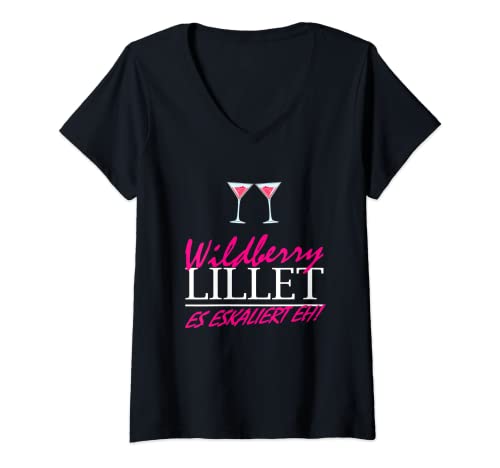 Damen Lieblingscocktail Wildberry Lillet It Escalates Wildberry T-Shirt mit V-Ausschnitt Damen Lieblingscocktail Wildberry Lillet It Escalates Wildberry T-Shirt mit V-Ausschnitt von Wildberry Cocktail Lillet Pink Design