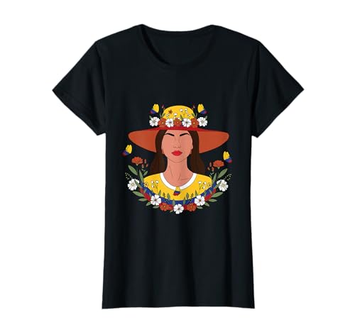 Wildblumen Kolumbianisches Mädchen Blumen T-Shirt Wildblumen Kolumbianisches Mädchen Blumen T-Shirt von Wildblumen Kolumbianische Frau