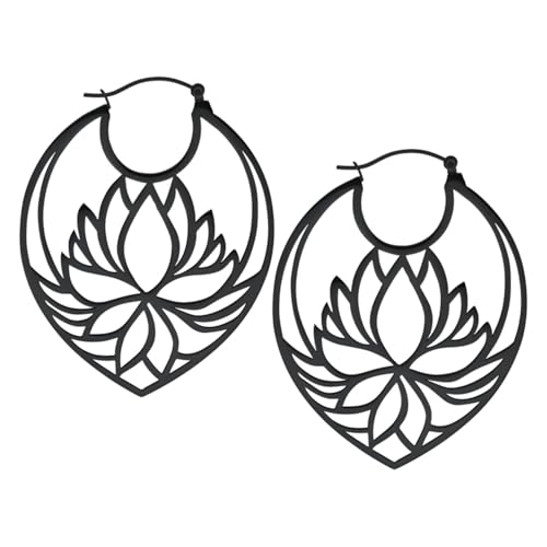 Wildcat Ohrringe Lotus Hoops Schwarz onesize von Wildcat