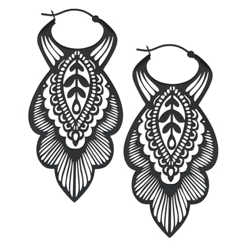 Wildcat Ohrringe Mandala Leaf Hoops Schwarz onesize von Wildcat