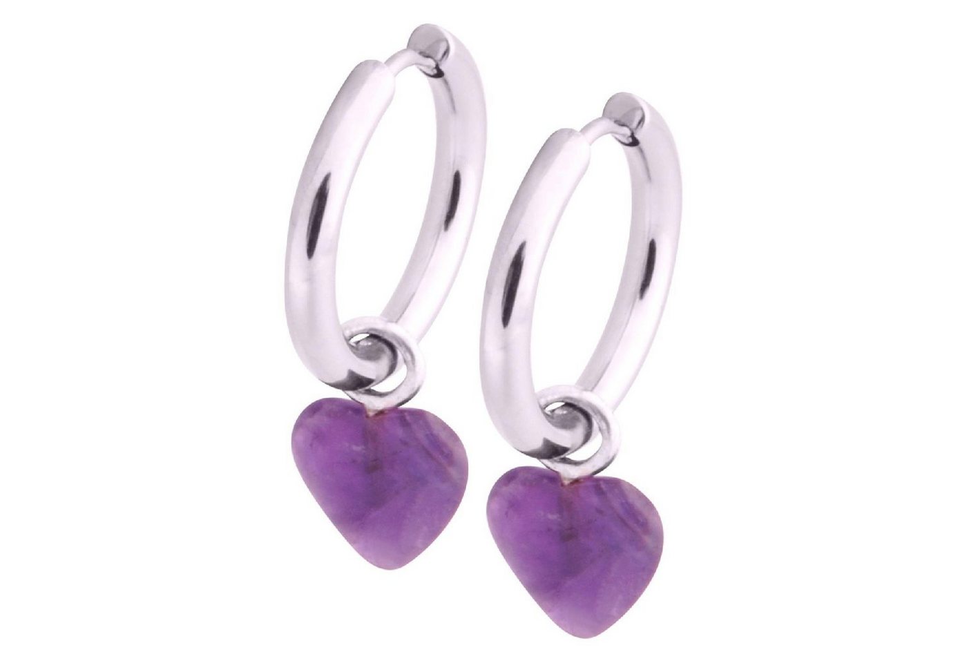Wildcat Paar Creolen Little Heart Hoops Amethyst, Hochglanzpoliert von Wildcat