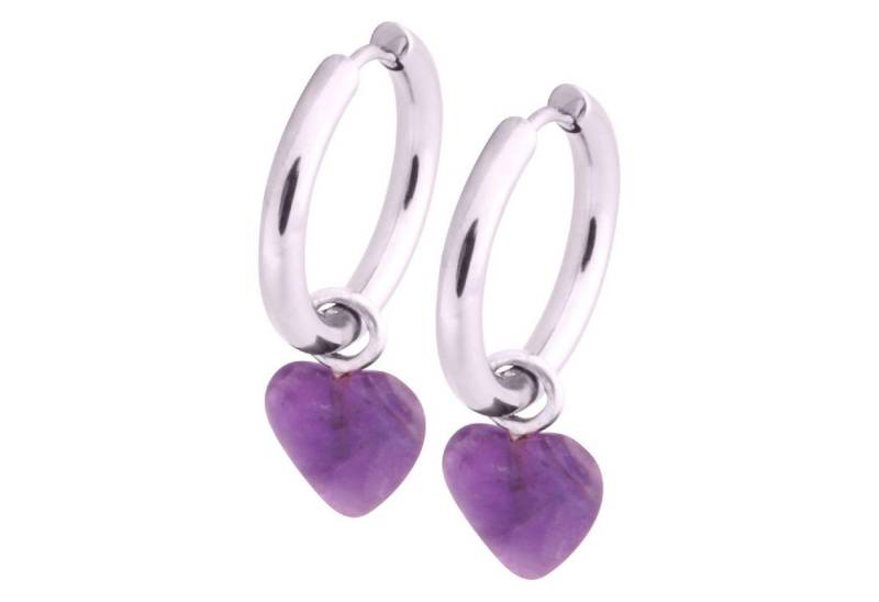 Wildcat Paar Creolen Little Heart Hoops Amethyst, Hochglanzpoliert von Wildcat