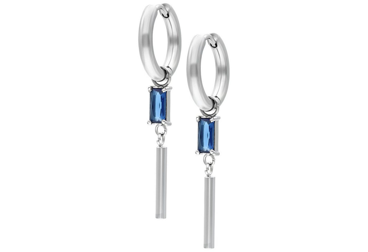 Wildcat Paar Creolen Little Square Crystal Hoops, Hochglanzpoliert,Wasserfest von Wildcat