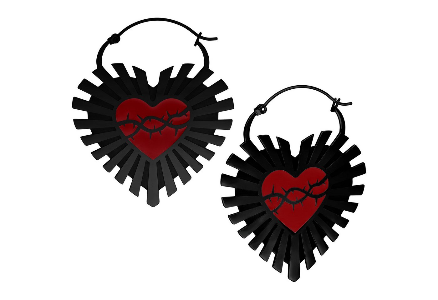Wildcat Paar Ohrhänger Barbed Wire Sacred Heart Hoops Pair, wasserfest, langlebig, hautverträglich von Wildcat