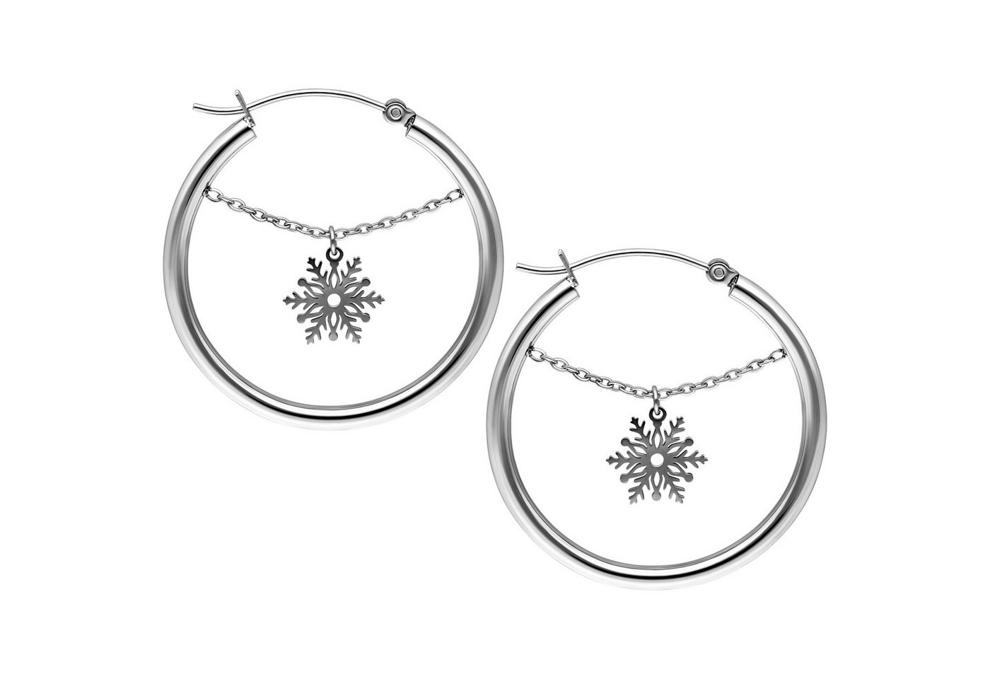 Wildcat Paar Ohrhänger Dangling Snowflake Hoops, wasserfest, langlebig, hautverträglich von Wildcat