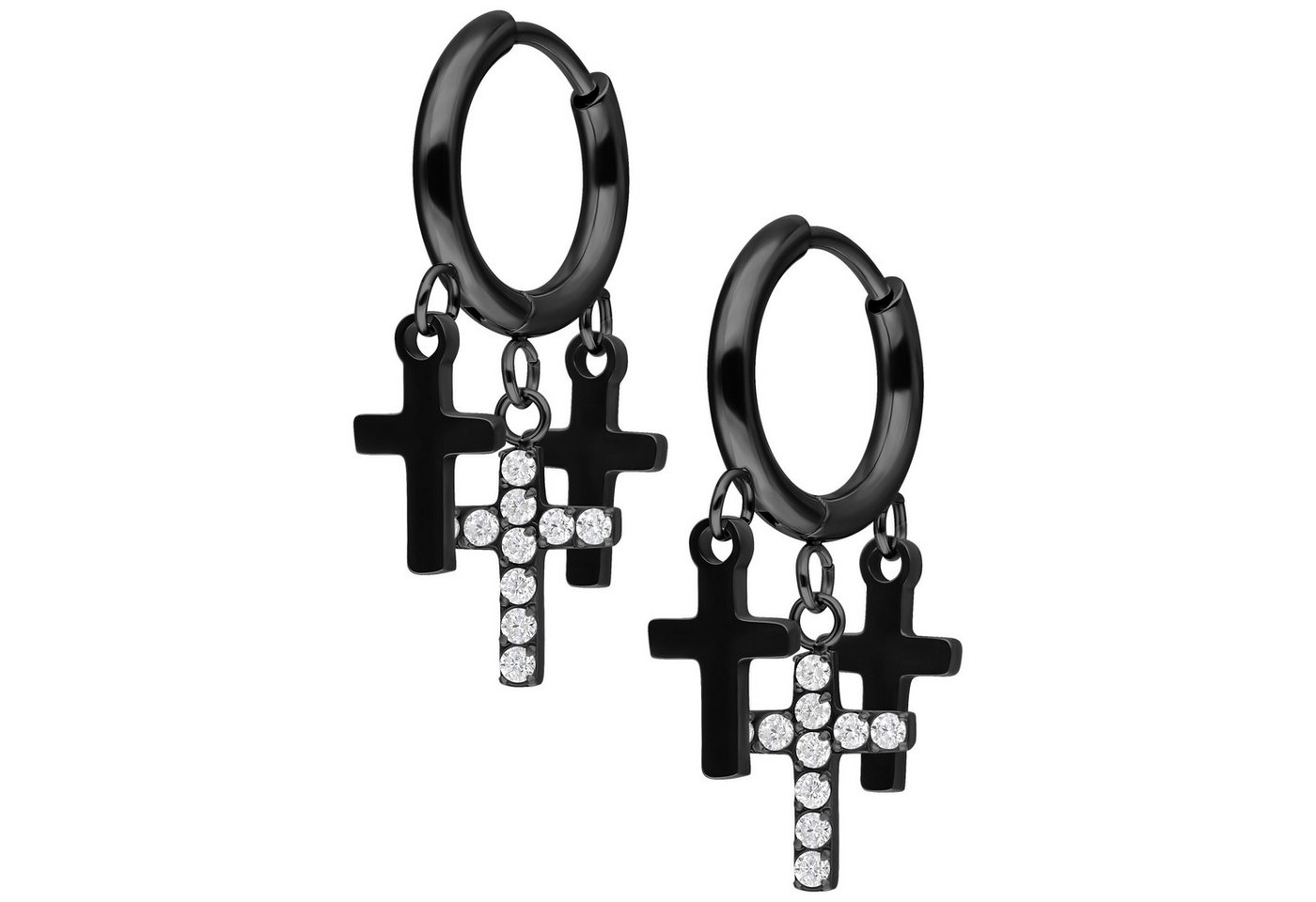Wildcat Paar Ohrhänger Little Dangling Cross Hoops, wasserfest, langlebig, hautverträglich von Wildcat