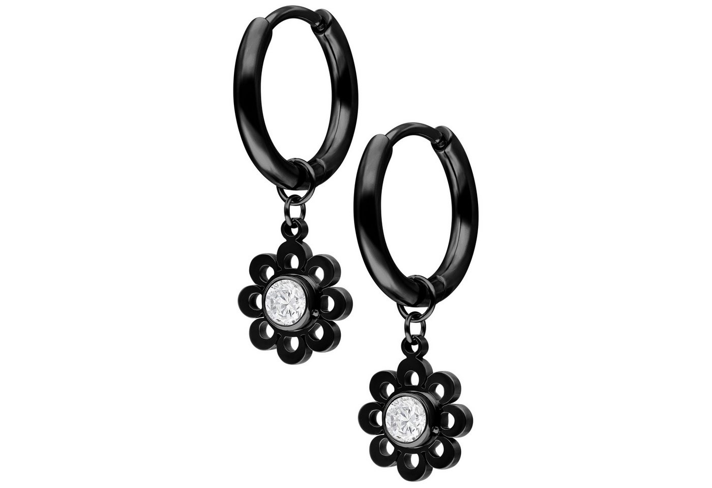 Wildcat Paar Ohrhänger Mini Crystal Flower Hoops Pair, wasserfest, langlebig, hautverträglich von Wildcat