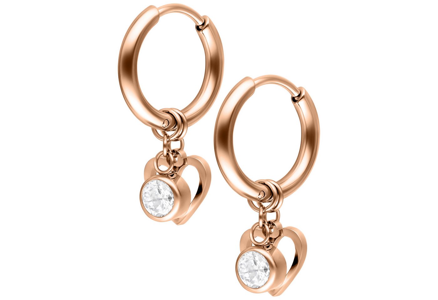 Wildcat Paar Ohrhänger Mini Heart with Crystal Hanger Hoops Pair, wasserfest, langlebig, hautverträglich von Wildcat