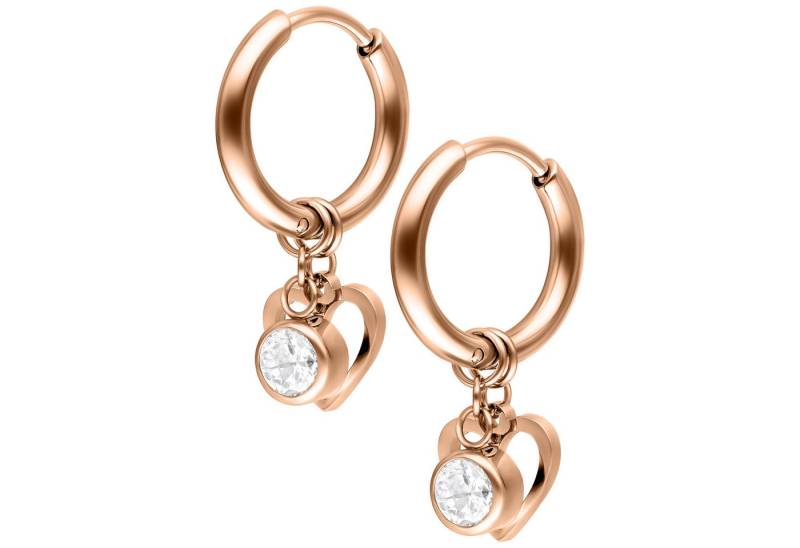 Wildcat Paar Ohrhänger Mini Heart with Crystal Hanger Hoops Pair, wasserfest, langlebig, hautverträglich von Wildcat