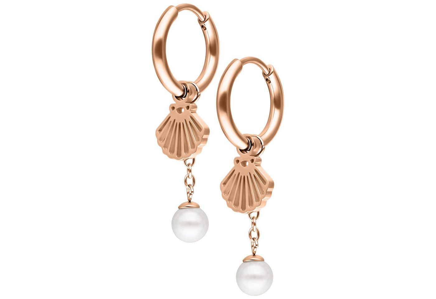 Wildcat Paar Ohrhänger Mini Shell with Pearl Hoops Pair, wasserfest, langlebig, hautverträglich von Wildcat