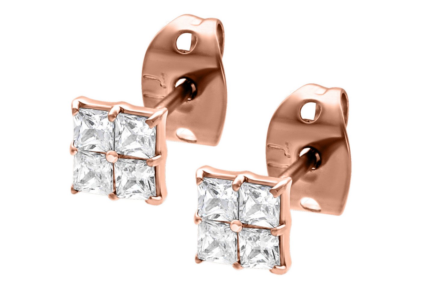 Wildcat Paar Ohrstecker Crystal Square Earstuds, wasserfest, langlebig, hautverträglich von Wildcat