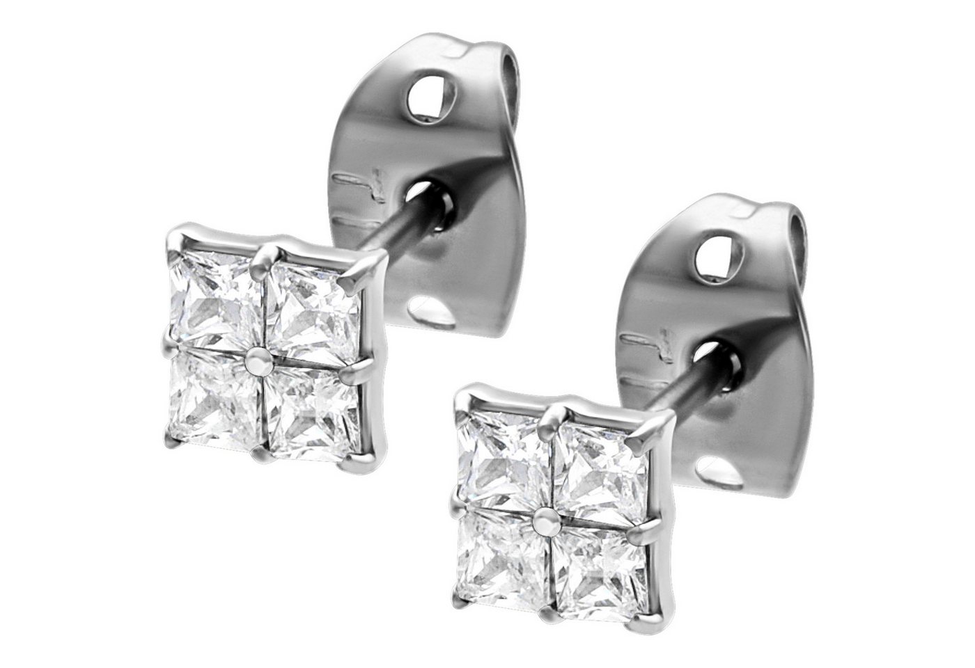 Wildcat Paar Ohrstecker Crystal Square Earstuds, wasserfest, langlebig, hautverträglich von Wildcat
