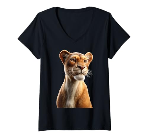 Damen Löwin Lioness Löwe Junge Löwinnen Mama Wilde Süße Löwen T-Shirt mit V-Ausschnitt Damen Löwin Lioness Löwe Junge Löwinnen Mama Wilde Süße Löwen T-Shirt mit V-Ausschnitt von Wilde Löwin für Löwinnen und Löwen Liebhaber