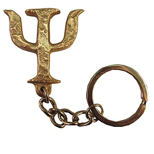 Wilde Schlüsselanhänger Psi Symbol Psychologie Psychologe Bronze, massiv 4cm * 4cm von Wilde