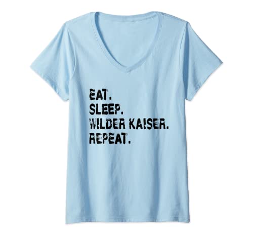 Damen Eat Sleep Wilder Kaiser Repeat Kitzbühel Österreich Souvenir T-Shirt mit V-Ausschnitt Damen Eat Sleep Wilder Kaiser Repeat Kitzbühel Österreich Souvenir T-Shirt mit V-Ausschnitt von Wilder Kaiser by Sany O.