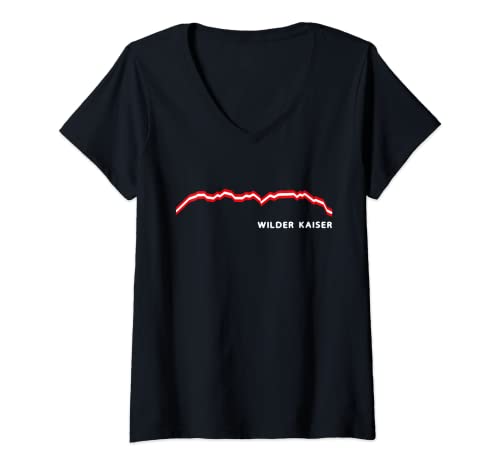 Damen Wilder Kaiser Kitzbühel Tirol Österreich Wandern Bergsteigen T-Shirt mit V-Ausschnitt Damen Wilder Kaiser Kitzbühel Tirol Österreich Wandern Bergsteigen T-Shirt mit V-Ausschnitt von Wilder Kaiser by Sany O.
